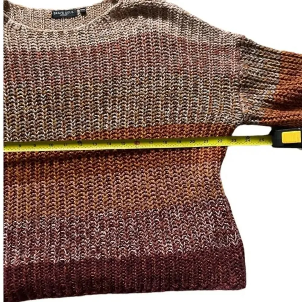 Brave Soul Earthy Cropped Knit Women's/Teen Sweater S/M Knit Colorblock Natural
